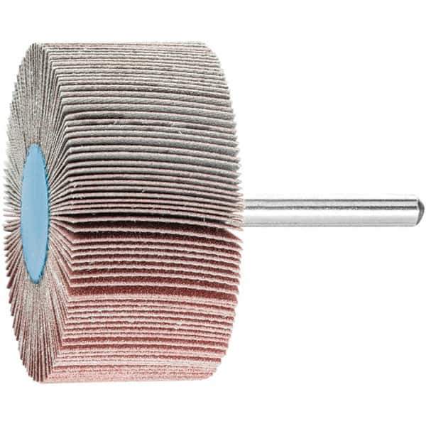 PFERD - 2-1/2" Diam x 1" Face Width, Aluminum Oxide Coated Mounted Flap Wheel - 1/4" Shank Mount, 180 Grit, 23,000 Max RPM - Eagle Tool & Supply