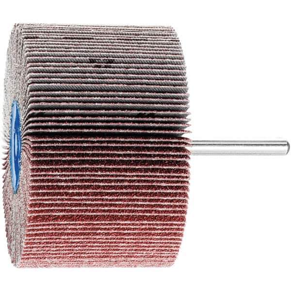 PFERD - 3" Diam x 2" Face Width, Aluminum Oxide Coated Mounted Flap Wheel - 1/4" Shank Mount, 60 Grit, 6,000 Max RPM - Eagle Tool & Supply