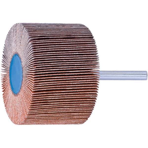 PFERD - 1" Diam x 1" Face Width, Ceramic Coated Mounted Flap Wheel - 1/4" Shank Mount, 60 Grit, 25,000 Max RPM - Eagle Tool & Supply