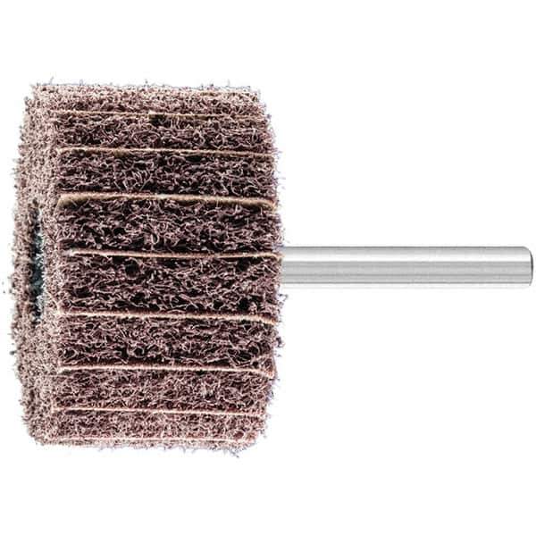 PFERD - 2" Diam x 1-1/4" Face Width, Aluminum Oxide Nonwoven Mounted Flap Wheel - 1/4" Shank Mount, 100 Grit, 12,000 Max RPM - Eagle Tool & Supply