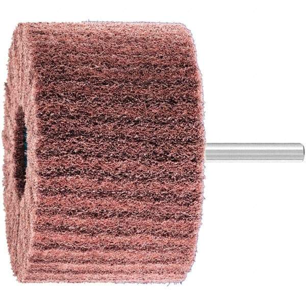 PFERD - 3" Diam x 2" Face Width, Aluminum Oxide Nonwoven Mounted Flap Wheel - 1/4" Shank Mount, 280 Grit, 7,500 Max RPM - Eagle Tool & Supply