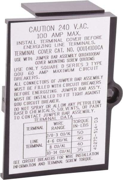 Square D - Circuit Breaker Jumper Bar Cover - Use with QOU Circuit Breaker - Eagle Tool & Supply
