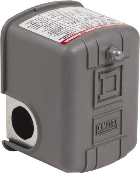 Square D - 1 NEMA Rated, General Purpose Pressure and Level Switch - Fixed Pressure, 575 VAC, Screw Terminal, For Use with Electrically Driven Air Compressors - Eagle Tool & Supply