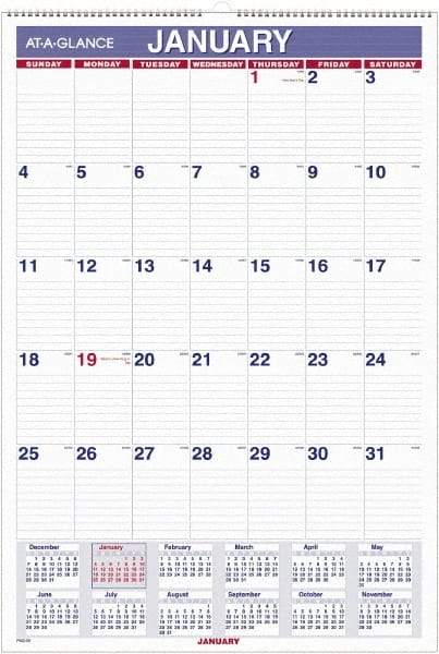 AT-A-GLANCE - 12 Sheet, 5-1/2 x 8-1/2", Wall Calendar - White - Eagle Tool & Supply