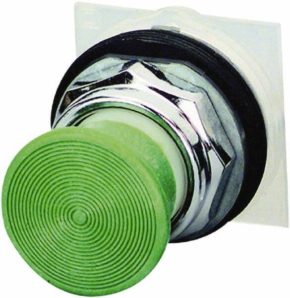 Schneider Electric - 1.18 Inch Mount Hole, Extended Straight, Pushbutton Switch Only - Round, Green Pushbutton, Momentary (MO), Weatherproof, Dust and Oil Resistant - Eagle Tool & Supply