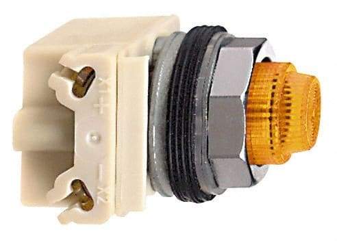Schneider Electric - 120 V Amber Lens LED Pilot Light - Round Lens, Screw Clamp Connector - Eagle Tool & Supply
