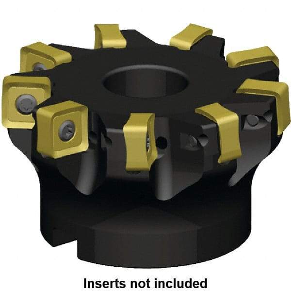 Kennametal - 9 Inserts, 80mm Cut Diam, 27mm Arbor Diam, 6mm Max Depth of Cut, Indexable Square-Shoulder Face Mill - 3° Lead Angle, 50mm High, SN_J120616EN__ Insert Compatibility, Series KSSM - Eagle Tool & Supply