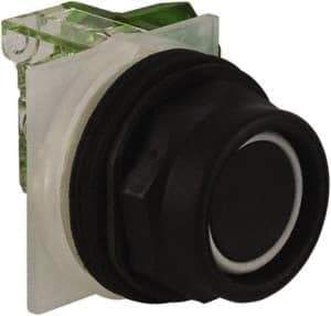 Schneider Electric - 30mm Mount Hole, Extended Straight, Pushbutton Switch with Contact Block - Black Pushbutton, Momentary (MO) - Eagle Tool & Supply