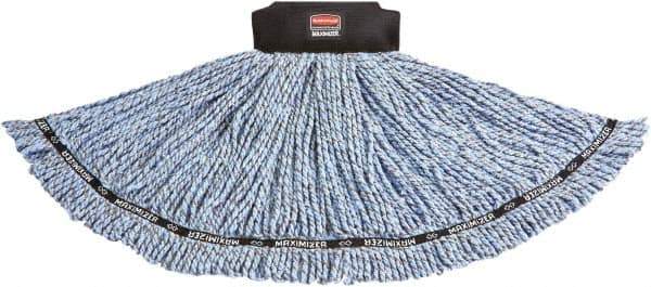 Rubbermaid - 2-1/2" Black Head Band, Medium Blended Fiber Loop End Mop Head - 4 Ply, Clamp Jaw & Side Loading Connection - Eagle Tool & Supply