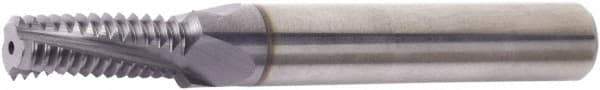 Vargus - M10x1.5 ISO, 0.323" Cutting Diam, 3 Flute, Solid Carbide Helical Flute Thread Mill - Internal Thread, 0.62" LOC, 2-7/8" OAL, 3/8" Shank Diam - Eagle Tool & Supply