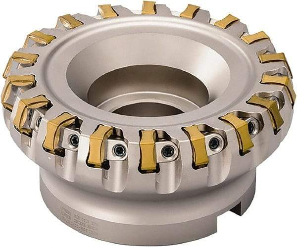 Kyocera - 10 Inserts, 80mm Cut Diam, 17mm Arbor Diam, 6mm Max Depth of Cut, Indexable Square-Shoulder Face Mill - 70° Lead Angle, 63mm High, PNEA 1106, PNEG 1106 & PNMG 1106 Insert Compatibility - Eagle Tool & Supply