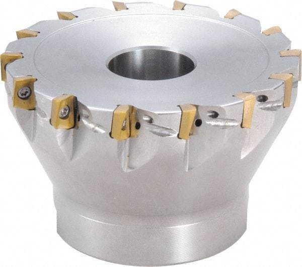 Kyocera - 12 Inserts, 2" Cut Diam, 0.417" Arbor Diam, 0.236" Max Depth of Cut, Indexable Square-Shoulder Face Mill - 0° Lead Angle, 1.575" High, BDMT 0703 Insert Compatibility, Through Coolant - Eagle Tool & Supply