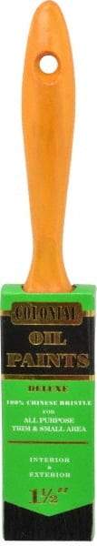 Premier Paint Roller - 1-1/2" Flat Hog Varnish Brush - 2-1/4" Bristle Length, 6-1/2" Wood Handle - Eagle Tool & Supply