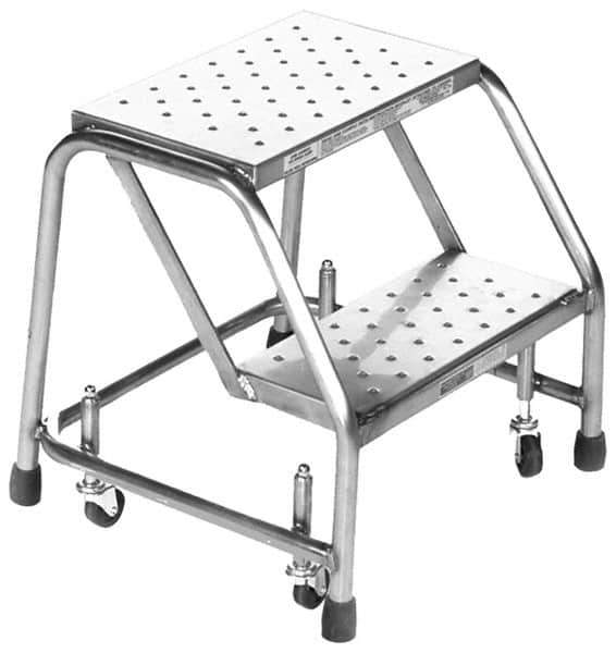 Ballymore - 19" 2 Step Ladder - Rolling Safety Ladder, 450 Lb Capacity, 19" Platform Height, 20" Base Width x 19" Base Depth, Perforated Tread - Eagle Tool & Supply
