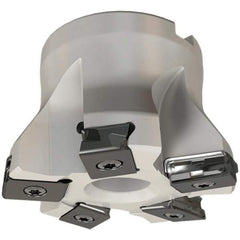 Iscar - 5 Inserts, 2-1/2" Cut Diam, 1" Arbor Diam, 0.118" Max Depth of Cut, Indexable Square-Shoulder Face Mill - 0/90° Lead Angle, 1-3/4" High, HTP LNHT 1606 Insert Compatibility, Through Coolant, Series TangPlunge - Eagle Tool & Supply