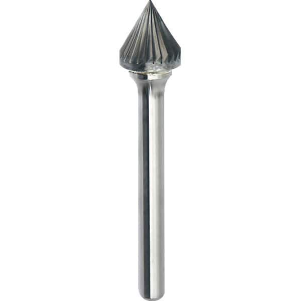 Made in USA - 1/2" Cut Diam, 0.2362" Shank Diam, Cone Head Single Cut Burr - Carbide, 11mm LOC, 56mm OAL - Eagle Tool & Supply