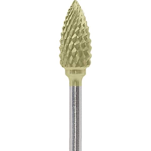 Made in USA - 1/4" Cut Diam, 0.0925" Shank Diam, Flame Head Diamond Cut Burr - Carbide, 1/2" LOC, 2" OAL - Eagle Tool & Supply
