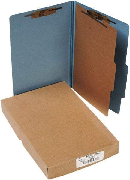ACCO - 14 x 8 1/2", Legal, Sky Blue, File Folders with Top Tab - Right of Center Tab Cut Location - Eagle Tool & Supply
