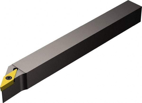 Sandvik Coromant - SVJB, Right Hand Cut, -3° Lead Angle, 12mm Shank Height x 12mm Shank Width, Neutral Rake Indexable Turning Toolholder - 125mm OAL, VBMT 11 02 04 Insert Compatibility, Series CoroTurn 107 - Eagle Tool & Supply