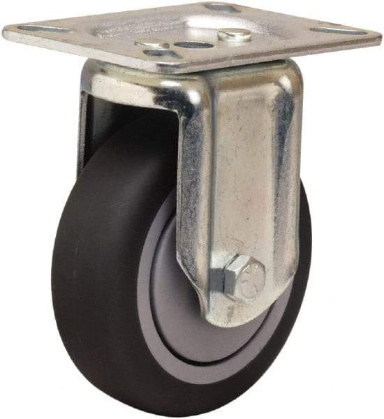 Hamilton - 4" Diam x 1-3/8" Wide x 5-1/16" OAH Top Plate Mount Rigid Caster - Rubber Mold on Polyolefin, 250 Lb Capacity, Precision Ball Bearing, 3-1/8 x 4-1/8" Plate - Eagle Tool & Supply