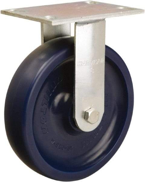 Hamilton - 8" Diam x 2" Wide x 9-1/2" OAH Top Plate Mount Rigid Caster - Polyurethane, 900 Lb Capacity, Sealed Precision Ball Bearing, 4-1/2 x 6-1/4" Plate - Eagle Tool & Supply