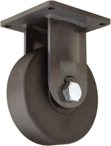 Hamilton - 10" Diam x 3" Wide x 13" OAH Top Plate Mount Rigid Caster - Nylon, 8,200 Lb Capacity, Precision Roller Ball Bearing, 8-1/2 x 8-1/2" Plate - Eagle Tool & Supply