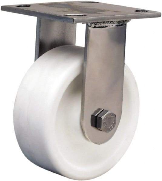Hamilton - 5" Diam x 2" Wide x 6-1/2" OAH Top Plate Mount Rigid Caster - Polyolefin, 650 Lb Capacity, Delrin Bearing, 3-3/4 x 4-1/2" Plate - Eagle Tool & Supply