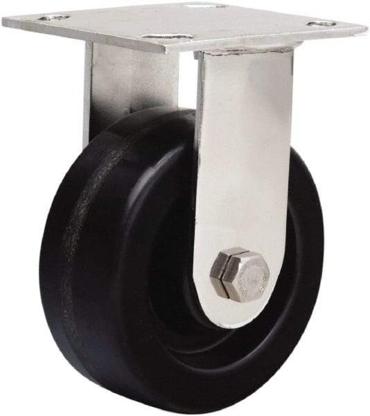 Hamilton - 5" Diam x 2" Wide x 6-1/2" OAH Top Plate Mount Rigid Caster - Phenolic, 800 Lb Capacity, Delrin Bearing, 3-3/4 x 4-1/2" Plate - Eagle Tool & Supply