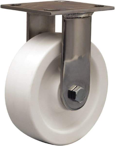 Hamilton - 6" Diam x 2" Wide x 7-1/2" OAH Top Plate Mount Rigid Caster - Polyolefin, 750 Lb Capacity, Delrin Bearing, 4 x 4-1/2" Plate - Eagle Tool & Supply