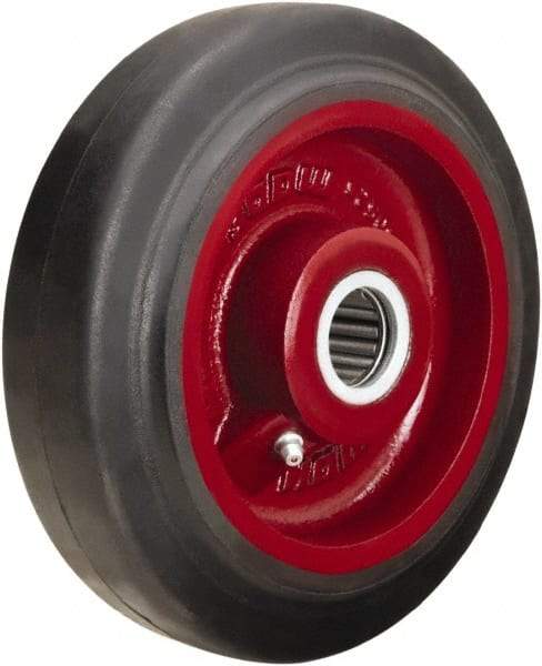 Hamilton - 7 Inch Diameter x 2 Inch Wide, Rubber on Cast Iron Caster Wheel - 450 Lb. Capacity, 2-1/4 Inch Hub Length, 3/4 Inch Axle Diameter, Straight Roller Bearing - Eagle Tool & Supply