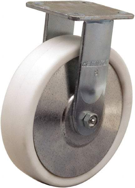 Hamilton - 8" Diam x 2" Wide x 9-1/2" OAH Top Plate Mount Rigid Caster - Polyolefin, 900 Lb Capacity, Delrin Bearing, 4 x 4-1/2" Plate - Eagle Tool & Supply