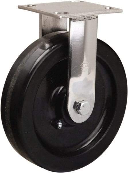 Hamilton - 8" Diam x 2" Wide x 9-1/2" OAH Top Plate Mount Rigid Caster - Phenolic, 800 Lb Capacity, Delrin Bearing, 3-3/4 x 4-1/2" Plate - Eagle Tool & Supply