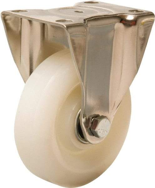 Hamilton - 4" Diam x 1-1/4" Wide x 5-1/8" OAH Top Plate Mount Rigid Caster - Nylon, 325 Lb Capacity, Plain Bore Bearing, 2-3/8 x 3-5/8" Plate - Eagle Tool & Supply