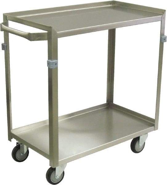 Jamco - 600 Lb Capacity, 30" Wide x 16" Long x 34" High Shelf Cart - 2 Shelf, Stainless Steel, 4 Swivel Casters - Eagle Tool & Supply