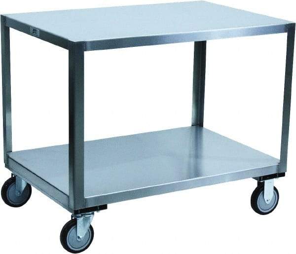 Jamco - 1,200 Lb Capacity, 48" Wide x 24" Long x 30" High Transport Cart - 2 Shelf, Stainless Steel, 2 Rigid/2 Swivel Casters - Eagle Tool & Supply