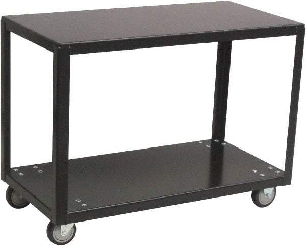 Jamco - 800 Lb Capacity, 48" Wide x 24" Long x 28" High Transport Cart - 2 Shelf, Steel, 2 Rigid/2 Swivel Casters - Eagle Tool & Supply