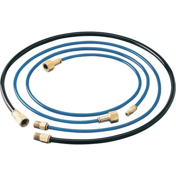 Dynabrade - 1/4" ID x 3/8" OD 3' Long Hose - Female/Male Ends, 90 Working psi, 1/4" Fitting, Black & Blue - Eagle Tool & Supply