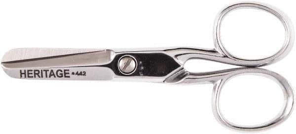 Heritage Cutlery - 1-1/2" LOC, 4-1/4" OAL Chrome Plated Standard Scissors/Shears - Right Hand, Steel Straight Handle, For Heavy Patterns, Layers of Material, Materials with Pins - Eagle Tool & Supply
