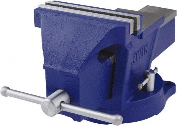 Irwin - 6" Jaw Width, 4-57/64" Opening Capacity, 3" Throat Depth, Steel Swivel Bench Vise - Bolt Down Base Attachment, Anvil - Eagle Tool & Supply