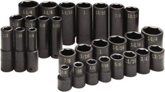 SK - 28 Piece 1/2" Drive Standard Deep Impact Socket Set - 6 Points, 3/8 to 1-1/4", Inch Measurement Standard - Eagle Tool & Supply