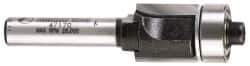 Amana Tool - 1/2" Cut Diam, 1/2" Length of Cut, 2 Flute Flush Trim Edge Profile Router Bit - Carbide-Tipped, 1/4" Shank Diam, 1-31/32" OAL, Uncoated - Eagle Tool & Supply