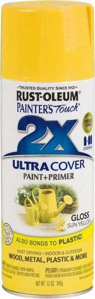 Rust-Oleum - Sun Yellow, Gloss, Enamel Spray Paint - 8 to 12 Sq Ft per Can, 12 oz Container - Eagle Tool & Supply