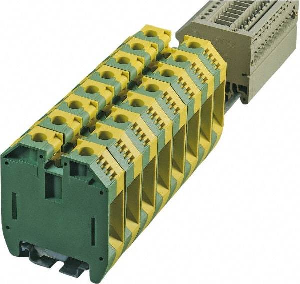 Cooper Bussmann - 1,000 Volt (IEC), 600 Volt (UL), 125 Amp, DIN Rail Mount, Grounding Terminal Block - Zinc Plated Steel, 12 to 2 AWG Compatibility, 2.4 Inch High x 56mm Deep - Eagle Tool & Supply