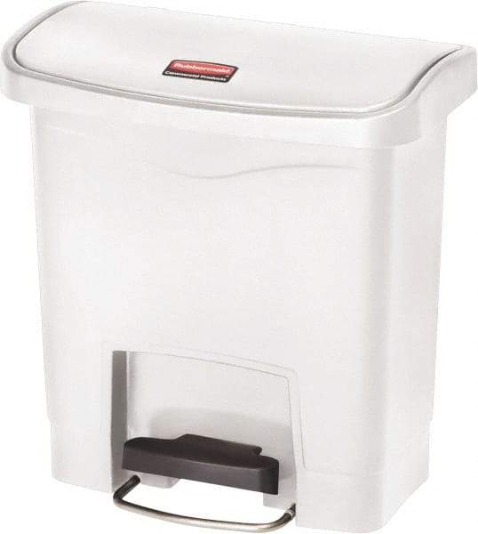 Rubbermaid - 4 Gal Rectangle Unlabeled Trash Can - 15.7" High x 14-7/8" Long, White, Resin - Eagle Tool & Supply