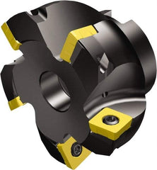 Sandvik Coromant - 6 Inserts, 77.6mm Cut Diam, 1-1/2" Arbor Diam, 2mm Max Depth of Cut, Indexable Square-Shoulder Face Mill - 10° Lead Angle, 59.9948mm High, R210-140512M Insert Compatibility, Through Coolant, Series CoroMill 210 - Eagle Tool & Supply
