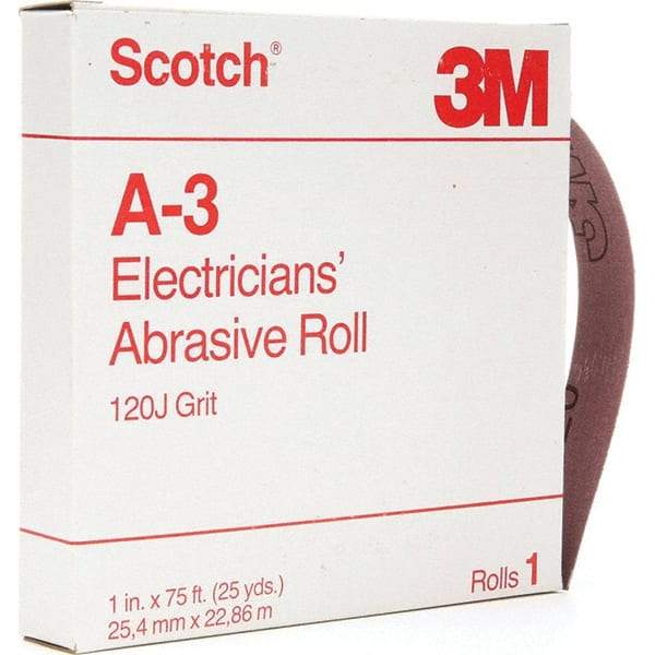 3M - 1" x 25 Yd 120 Grit Aluminum Oxide Shop Roll - Fine Grade - Eagle Tool & Supply