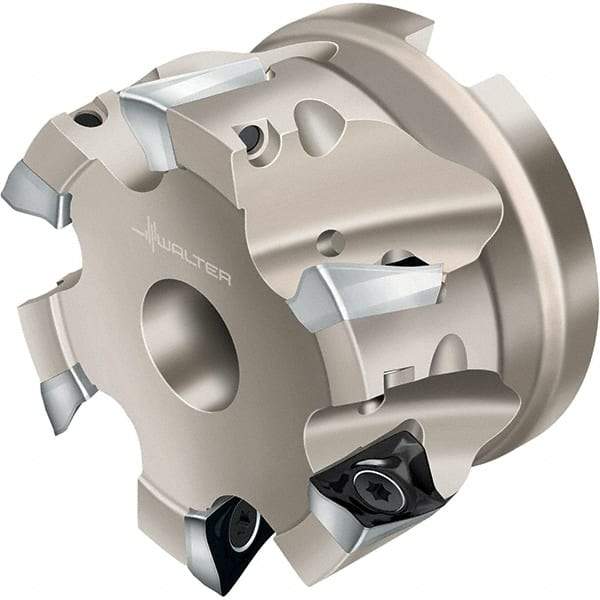 Walter - 5 Inserts, 63mm Cut Diam, 27mm Arbor Diam, 11.7mm Max Depth of Cut, Indexable Square-Shoulder Face Mill - 50mm High, AD.. 1204.. Insert Compatibility, Through Coolant, Series Xtra-tec - Eagle Tool & Supply