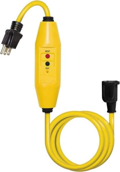Tower - 1 Outlet, 125 Volt, 15 Amp Rating, 4 to 6 mA Max Surge, Plug In, Automatic, Commercial, Industrial GFCI - 6 Ft. Long Cord, 5-15P and R NEMA Configuration, Polycarbonate Housing - Eagle Tool & Supply
