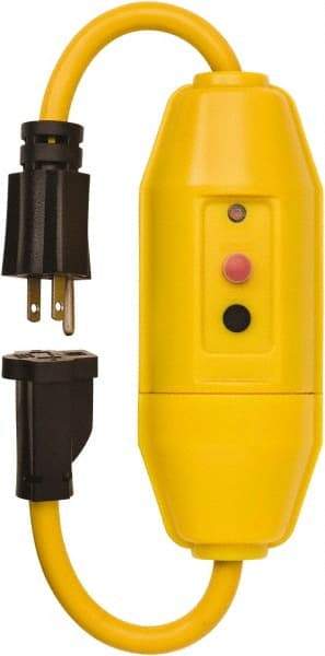 Tower - 1 Outlet, 125 Volt, 15 Amp Rating, 4 to 6mA Max Surge, Plug In, Manual, Commercial, Industrial GFCI - 1-1/2 Ft. Long Cord, 5-15P and R NEMA Configuration, Polycarbonate Housing - Eagle Tool & Supply