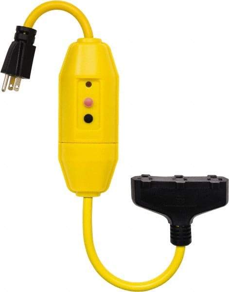 Tower - 3 Outlet, 125 Volt, 15 Amp Rating, 4 to 6mA Max Surge, Plug In, Manual, Commercial, Industrial GFCI - 2 Ft. Long Cord, 5-15P and (3)R NEMA Configuration, Polycarbonate Housing - Eagle Tool & Supply